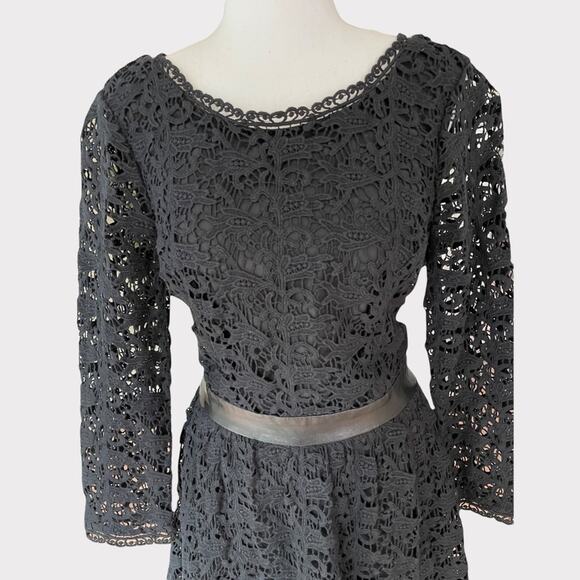 SALE! Joie Black Cotton Lace Fit & Flare Dress S - Picture 3 of 10